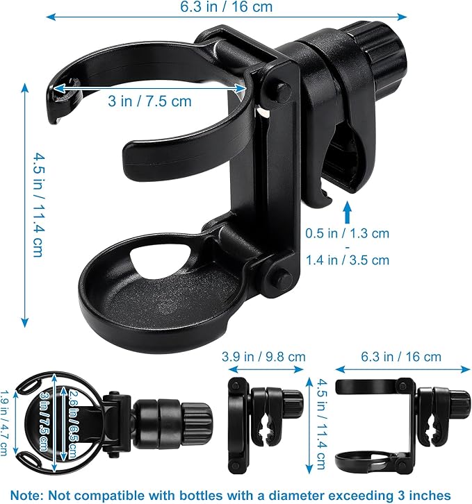 Accmor Stroller Cup Holder, Foldable Universal Cup Holder, 360 ° Rotatable Bottle Holder for Stroller, Bike, Wheelchair, Walker, Scooter 