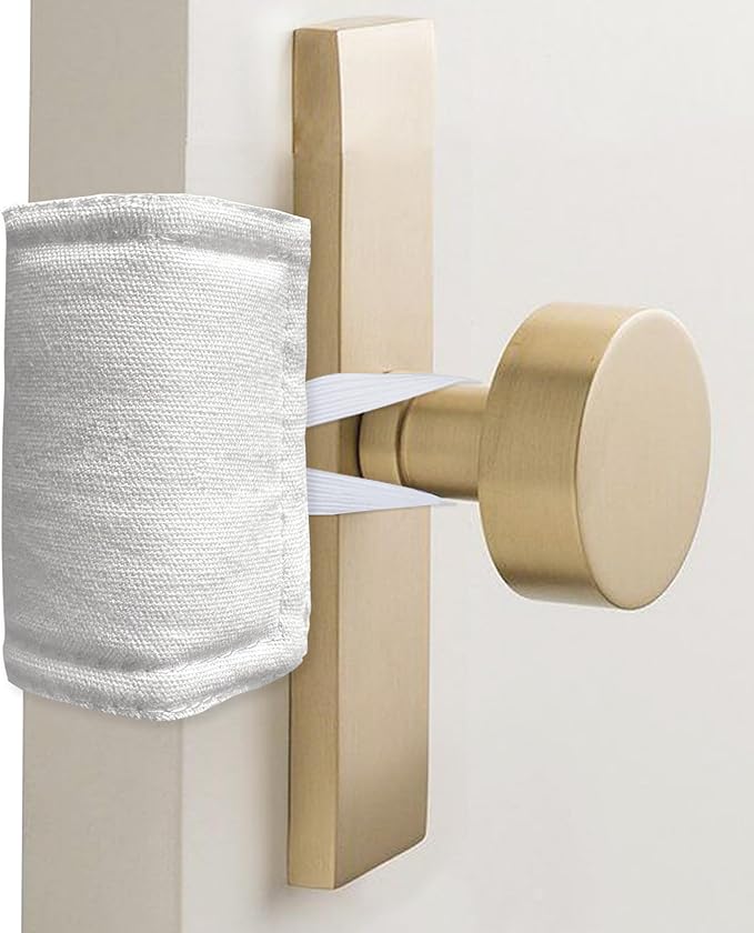 Door Latch Cover Baby Door Silencer Cushion for Slamming, Quiet Lock Cover Closer Durable Material for Light Sleeper Nursery Children - 4x3 inches, White, 3 Pieces