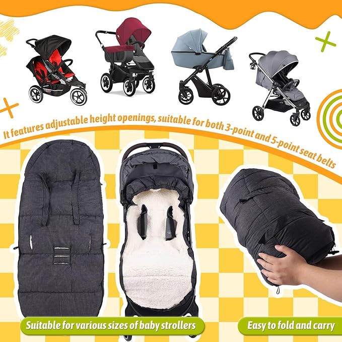 Waterproof Thickened Universal Stroller Blanket - Baby/Toddler Stroller Footmuff, Sleeping Bag & Bunting, Cold-Weather Winter Cover(Dark Grey)