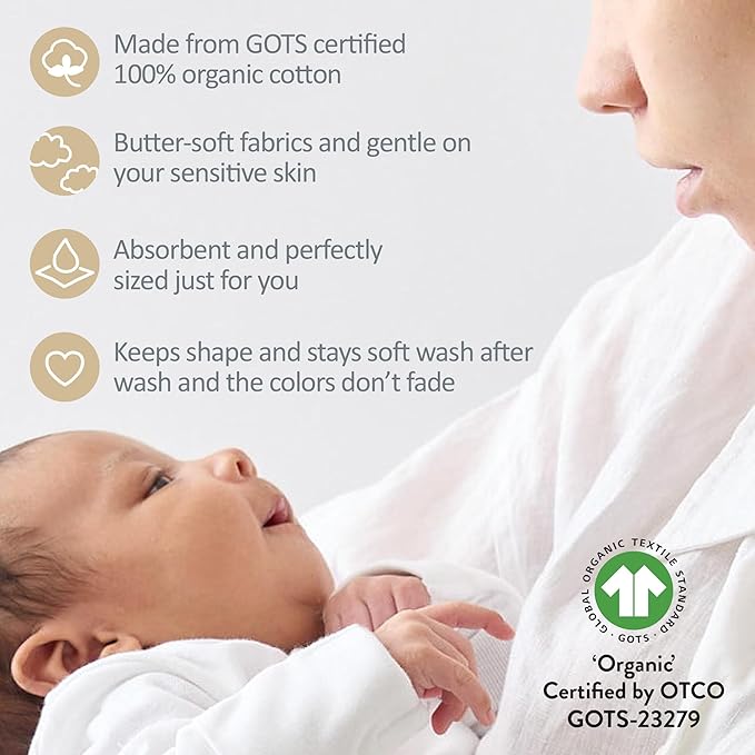 Butterblu Bailey 5-Pack Burp Cloths 100% Organic Cotton Knit for Newborn & Baby Boys & Girls, Terra, One Size