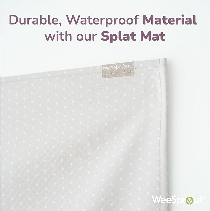 WeeSprout Baby Splat Mat for Kids, Large 51” x 51” Floor Playmat with Durable, Waterproof Surface and Non-Slip Bottom for Infants to Toddlers Under highchair, Arts and Crafts, picnics and Play