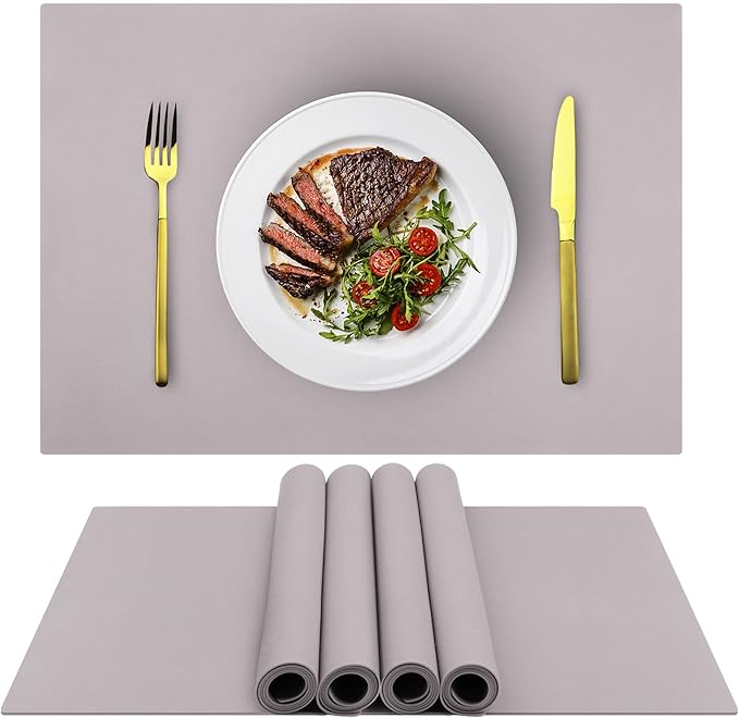 IYYI Silicone Placemats, Placemats for Kids, Placemats Set of 4, Waterproof Heat Resistant Non-Slip Table Mats for Dining Table, Easy to Clean