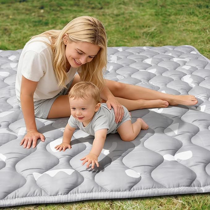 Baby Play Mats for Floor, 71”x59” Upgraded Thickness & Larger Super Soft Playmat for Babies and Toddlers, Foldable Washable, Upgrade Anti-Slip Crawling Mat for Playpen(Boho Gray)