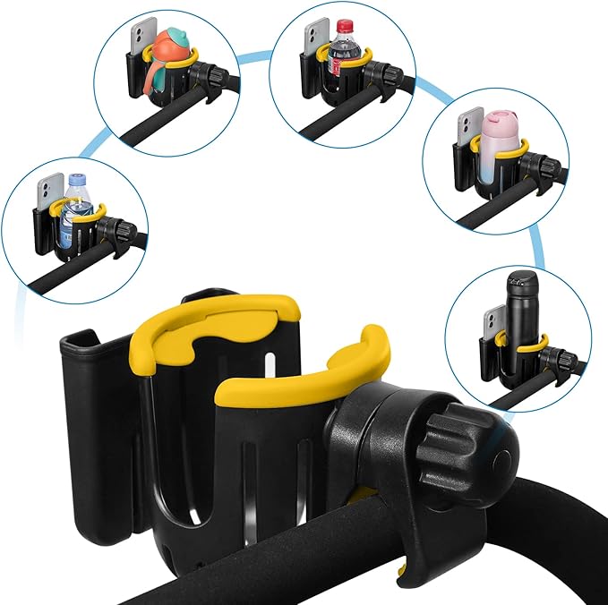 Accmor Stroller Cup Holder with Phone Holder, Universal Cup Holder, 2-in-1 Cup Phone Holder for Stroller, Bike, Walker, Wheelchair