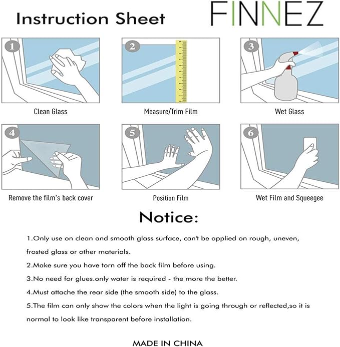 Finnez Frosted Privacy Window Film - Static Cling No Adhesive, Reusable & Easy to Remove, Decorative Glass Film for Home Bathroom Office Door, Crystal Clear 35.4 x 118.1 inches