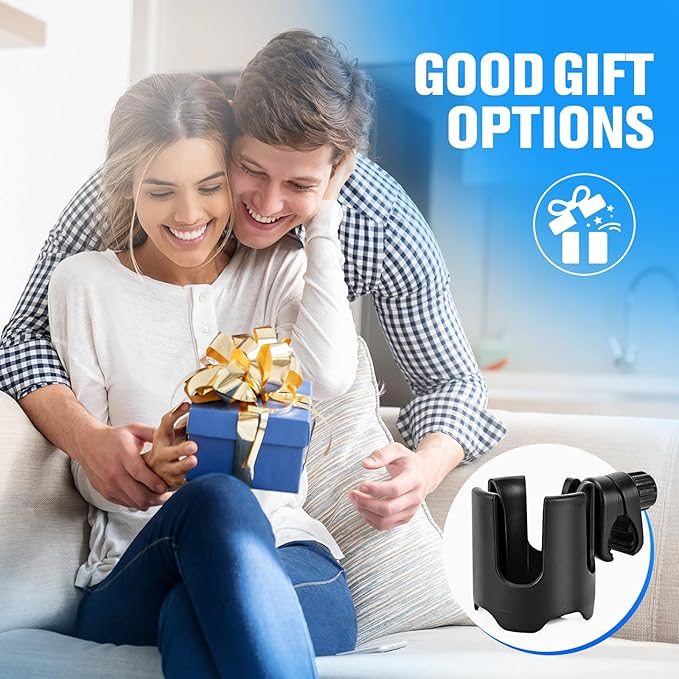 Universal Stroller Cup Holder, 360° Rotation Large Caliber Adjustable Cup Holder for Walker, Wheelchair, Bike, Scooter, Fits Most Cup, Black
