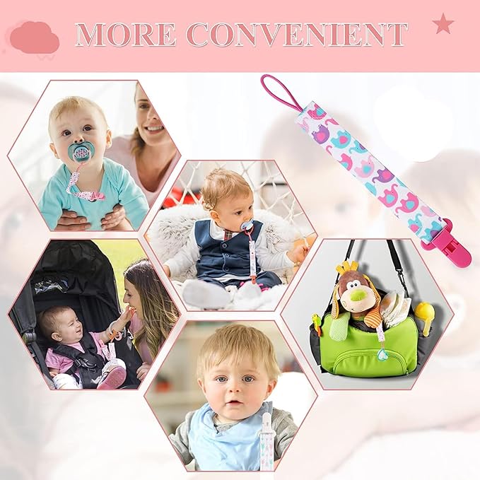 6 Pcs Baby Dummy Strap Clip, Pacifier Clip, Pacifier Holder Soother Chains Clips Fit All, Soothers, Teething Toys, Baby Essentials for Boys and Girls