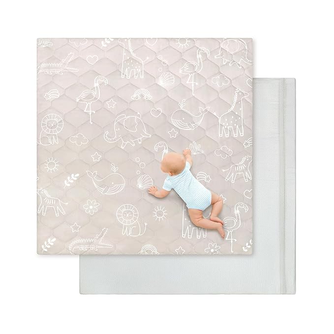 Baby Play Mat Toddler Playpen Mat 50 x 50 inch, Removable-Washable Cover,Extra Thick Foam Padding,Non-Slip Crawling Cushion for Infants, Toddlers & Babies Tummy Playing Time