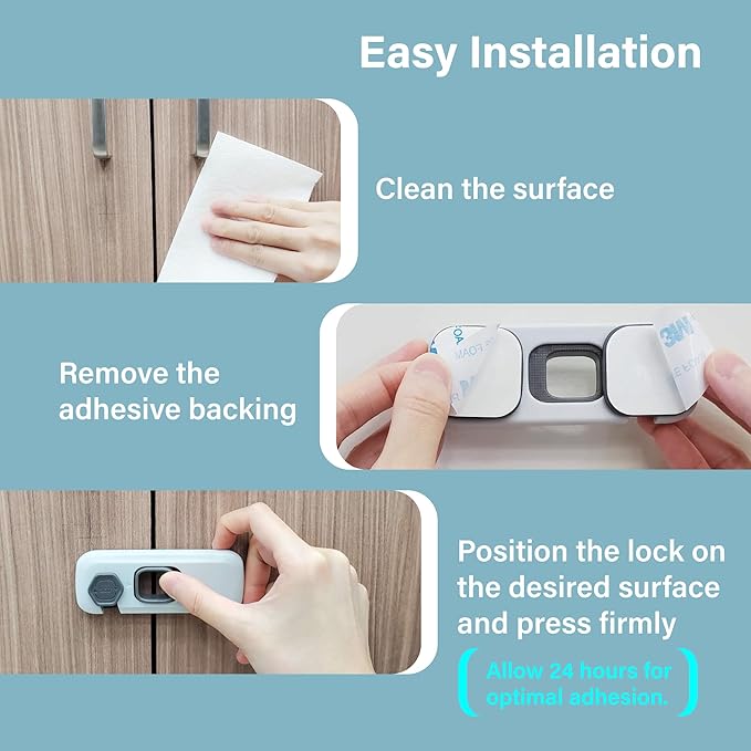 Heart of Tafiti 5 Pack Childproof Refrigerator Lock, French Fridge Door Latches, Baby Safety Locks for Cabinet, Cupboard, Drawers, Dishwasher, Oven, Closet, Strong Adhesive-Easy to Install, Clear