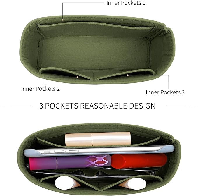 LOUKAYCCI Felt Mini Organizer Insert for Longchamp mini XS Bag,Purse Organizer Insert For Handbag (Green)