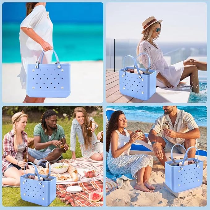 XYFuuee Beach Bag Organizer Inserts for Original Large Bogg Bag Accessories with 8 Removable Metal Fasteners, Lightweight Mesh Insert Divider Pouch, Organizing Rubber Tote, Save Space, Blue XL