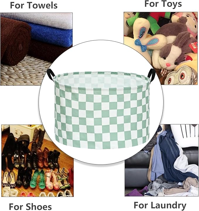MAIZMZ Checkered Storage Basket Extra Large 80L Kids Hamper Baby Laundry Basket Waterproof Toys Car Organizer Collapsible Canvas for Home/Dorm/Pet/Office/Closet/Shelf/Gift Baskets