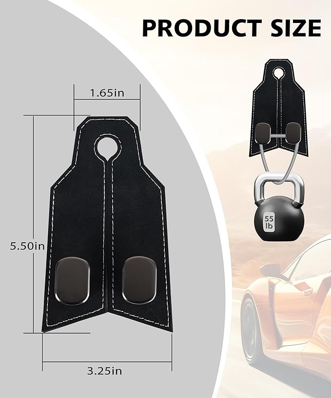 Purse Hook for Car, Car Hooks for Seat Headrest Metal & Premium Leather 2026 Latest, Auto Headrest Hanger Organizer Accessories for Purses and Bags, 2 Pack Black