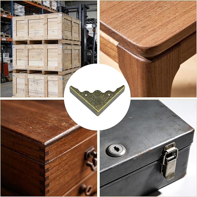 40 Pcs Metal Furniture Corner Protector,Antique Decorative Corner for Jewelry Box,for Storage Box Jewelry Case Cabinet Wooden Chest Etc. (Antique Bronze)