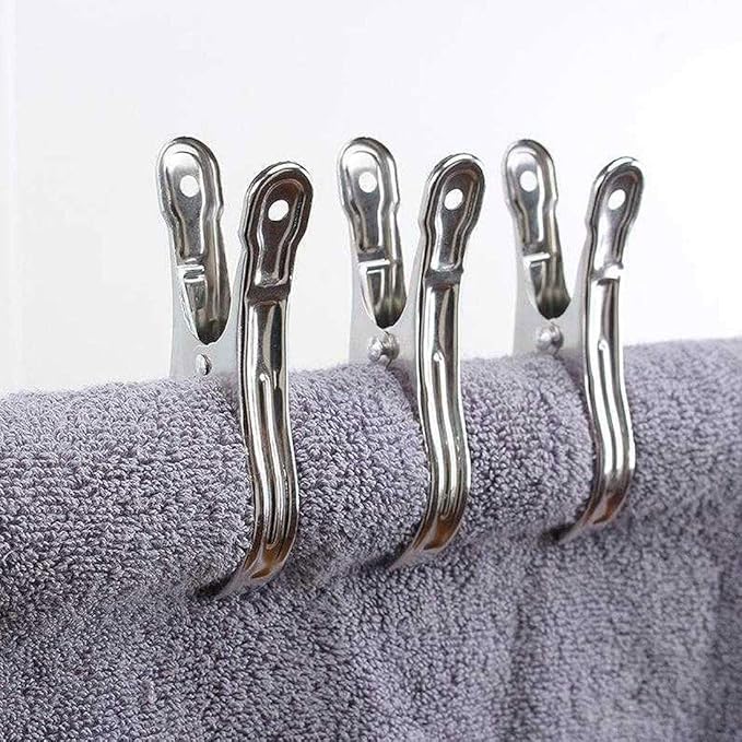 FOMMEN Metal ClothesPins,Row Cover Clips 20 Pack 3.5 Inch Stainless Steel Pool Towel Clips,Chair Clips for Beach Towels,Garden Clips,Greenhouse Clamps:Quilts, Blankets from Blow Away Or Decline