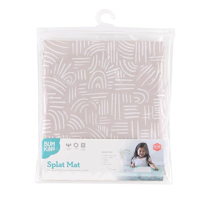 Bumkins Baby Splat Mat for Under High Chair, Babies Toddlers Eating Mess Mat, Waterproof Reusable Cloth for Arts and Crafts, Playtime Mat for Kids, Floors or Tables, Fabric 42inx42in, Desert Boho