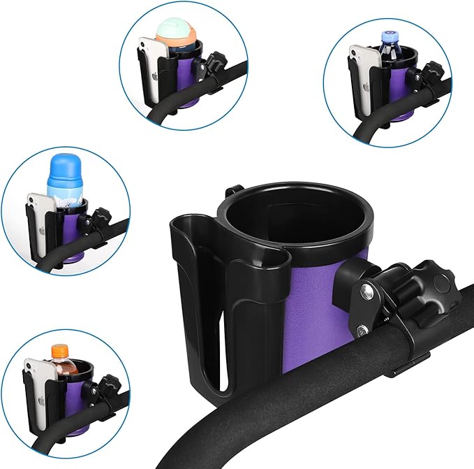 Accmor Stroller Cup Holder with Phone Keys Holder, 3-in-1 Universal Cup Holder, Drinks Bottle Holder for Stroller, Bike, Wheelchair, Walker, Scooter