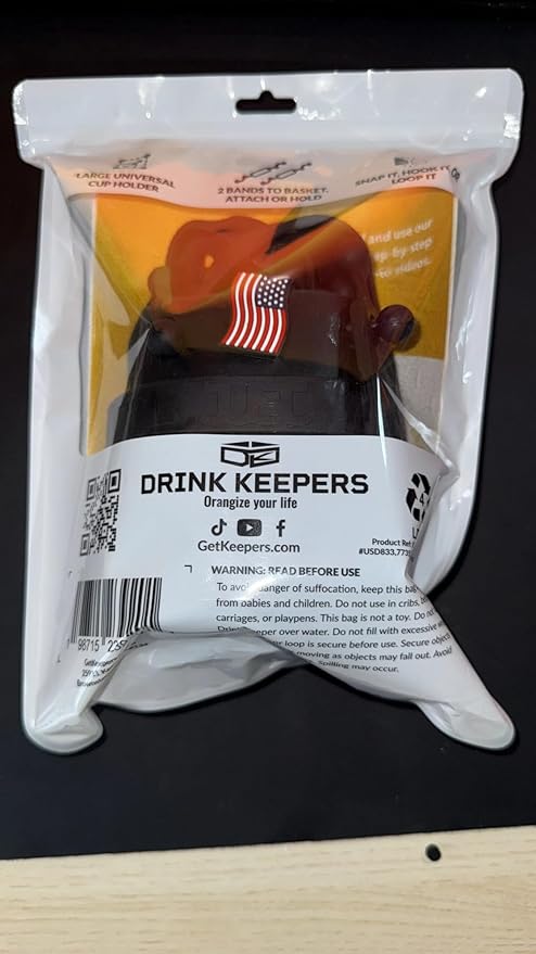 Drink Keeper Universal Drink Cup Holder for Walker | Extra Large Stroller Cup Holder with Phone Side Pockets | Perfect for Beach or Lounge Chair | Hold Accessories for Boat, Kitchen, Office, or Car