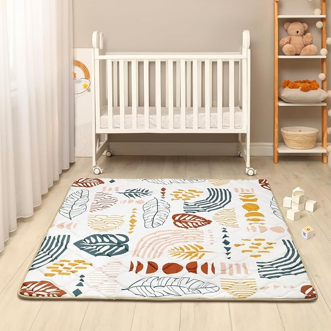 Baby Play Mat for Floor 50 * 50 inch, Extra Thick Soft Cushioning Foam Mat for Kids, Non Slip & Washable Crawling Mat for Toddler, Padded Play Mat for Baby Tummy Time