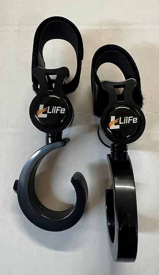 Baby Stroller Hooks for Hanging, Multipurpose Stroller Straps with Durable Stylish Stroller Clips for Diaper Bags, Perfect Mummy Hook for Stroller, Walker and Shopping (Black 2 pcs)