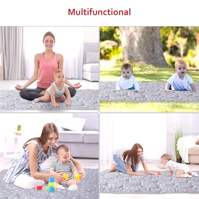 Baby Play Mat, Extra Large Thick Floor Play Mat, Non Slip Padded Baby Play Mat for Playing 79x63 Inches, One-Piece Baby Floor Mat for Babies, Toddlers
