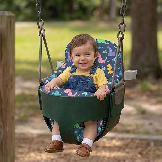 Shopping Cart Cover for Baby &High Chair Cover, Padded with Detachable Strap & Thigh Pad, Machine Washable, Padded Toddler Shopping Cart Cover Grocery Cart Cover (Dinosaur Print)