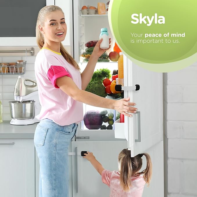 SKYLA HOMES Baby Locks Child Safety Cabinet Proofing - Safe Quick and Easy 3M Adhesive Cabinet Drawer Door Latches No Screws & Magnets Multi-Purpose for Furniture Kitchen Ovens Toilet Seats