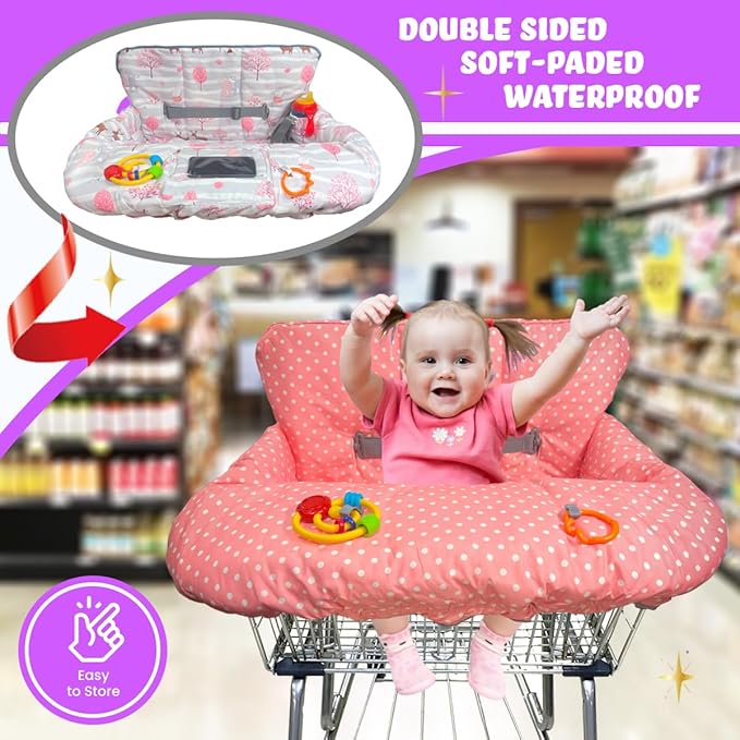Shopping Cart Cover for Baby and Toddler, Waterproof Grocery Cart and High Chair Cover, Soft Padded Cart Cover for Babies, Universal Fit for Costco, Target and Restaurant High Chairs