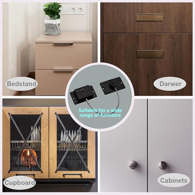 Fridge Lock for Kids Safety, 2 Pack Cabinet Locks with Combination for Baby Proofing, Childproof Digit Combination Locks for Refrigerator Drawers Closet Freezer, Heavy Duty Adhesive Child Safety Lock