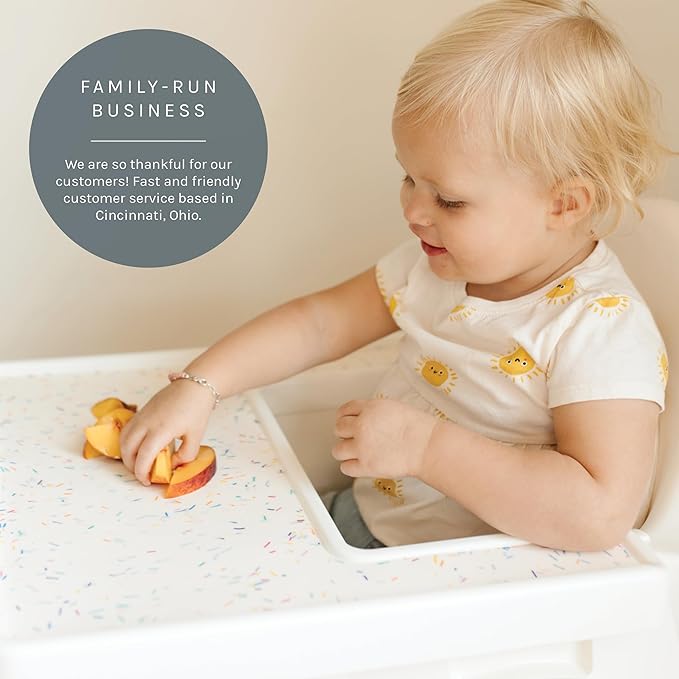 Yeah Baby Goods Placemats Compatible with The IKEA Antilop Highchair (Rainbow Sprinkles) - Food-Grade Silicone Highchair Tray Mat – Easy to Clean, High Chair Accessory