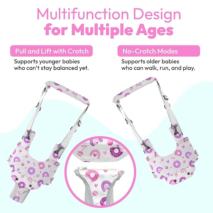 Watolt Baby Walking Harness - Handheld Kids Walker Helper - Toddler Infant Walker Harness Assistant Belt - Child Baby Walk Learning Help Support Assist Trainer Tool - for 7-24 Month Old (Donuts)