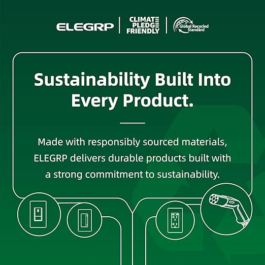 ELEGRP Matte White Standard Decorator Electrical Wall Receptacle Outlet, 15A 125V, 2 Pole 3 Wire, Non- Tamper Resistant, NEMA 5-15R, Self-Grounding, Wall Plate Included, UL Listed, 10 Pack