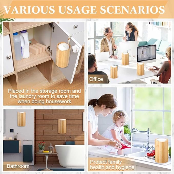 Bamboo Wipes Dispenser Container, Disinfectant Wall Mounted Disinfectant Wipes Holder Decorative Bamboo Kitchen Organizer for Bathroom Office Classroom Countertop Home
