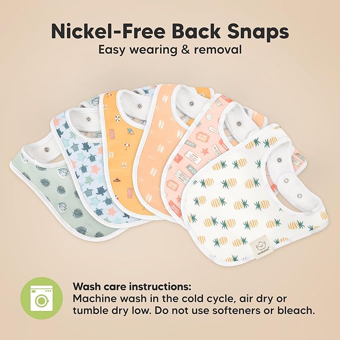 8-Pack Organic Baby Bibs for Boys, Girls - Soft Cotton Drooling and Teething Bibs for Baby Girl & Boy, Extra Absorbent, Easy to Clean & Put On for Toddler, Newborn, Infant 0-24 Months (Countryside)