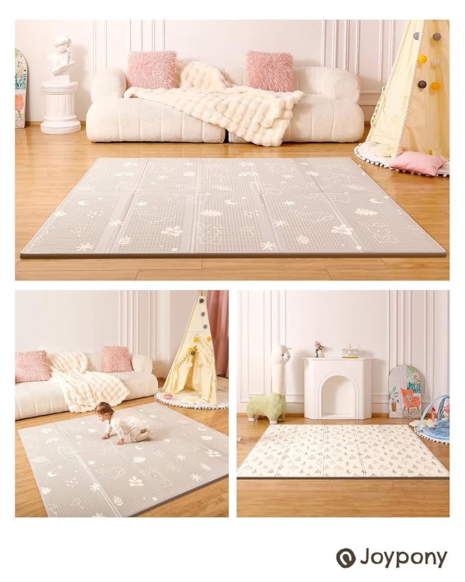 Baby Play Mat, 71x59 Inch Foldable Play Mats for Babies and Toddlers, Waterproof & Anti-Slip Portable Foam Floor Mat for Tummy Time with Travel Bag Indoor Outdoor
