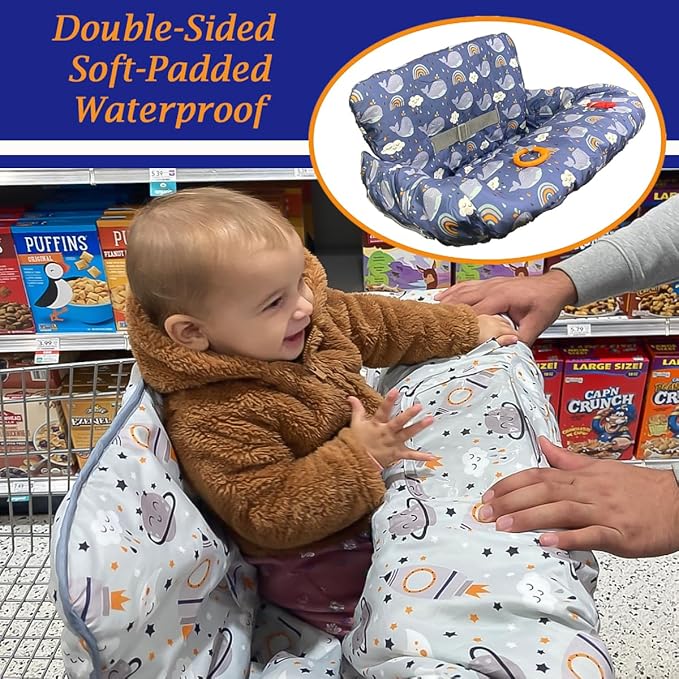 Shopping Cart Cover for Baby and Toddler, Waterproof Grocery Cart and High Chair Cover, Soft Padded Cart Cover for Babies, Universal Fit for Costco, Target and Restaurant High Chairs