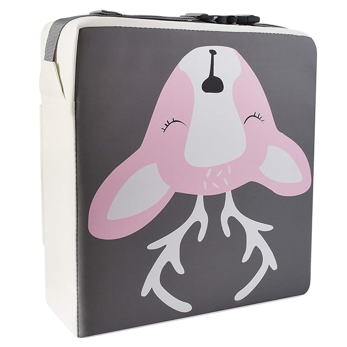 Dining Chair Heightening Cushion Portable Dismountable Adjustable Highchair Booster for Baby Toddler Kids Infant Washable Thick Chair Seat Pad Mat (Grey+Pink Deer)