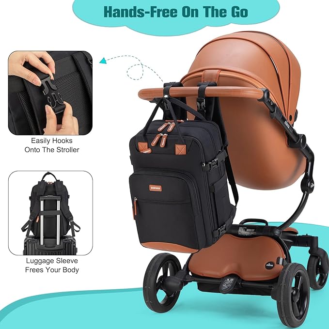 Diaper Bag Backpack,BAGPARKK Multi function Baby Bag with Portable Changing Pad, Pacifier Holder,Waterproof Diaper Bags with USB Charging Port,Anti-Theft Travel Backpack for Mom, Dad, Newborn (Black)