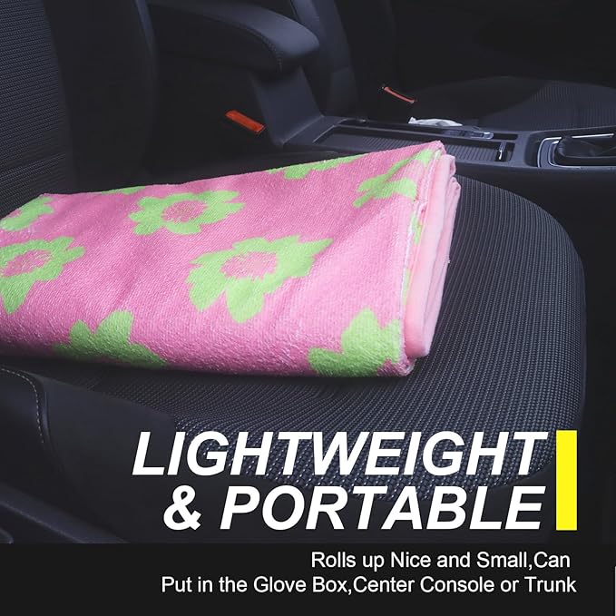 LoyaGour Back Seat Cover for Car Trucks Van SUV,Waterproof Rear Bench Towel Seat Covers for Dogs and Kids,Automotive Backseat Protector (Flower and Pink)