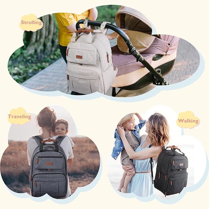 mommore Diaper Bag Backpack, Large Diaper Bag Expandable for 2 Kids/Twins, Durable Baby Bag with Changing Pad, Water Resistant Travel Diaper Backpack for Mom Dad | Expandable, for 2 Kids/Twins, Durable Baby Bag, with Changing Pad, Water Resistant