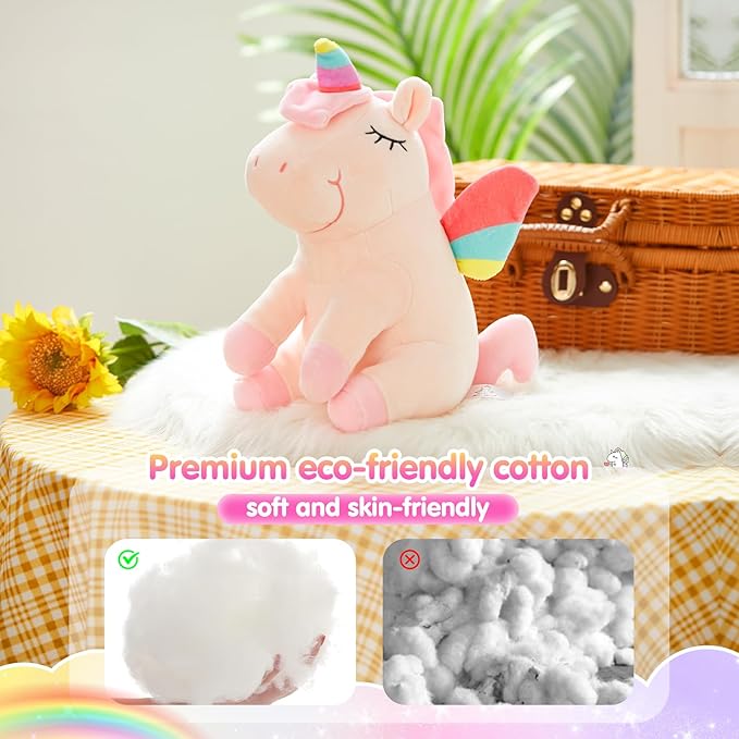 Athoinsu Light up Pink Unicorn Stuffed Animal Soft Plush Toy with LED Colorful Night Lights Glowing Birthday Children's Day Gifts for Kids Toddler Girls Women, 12''