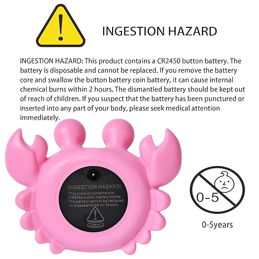 Baby Bath Thermometer,Baby Bath,Newborn Swimming Safety Toy,Bathtub Water Thermometer,Large Eyed Crab Toy Floating Water Temperature Gauge Baby Temperature Warning,Girl Baby Pink