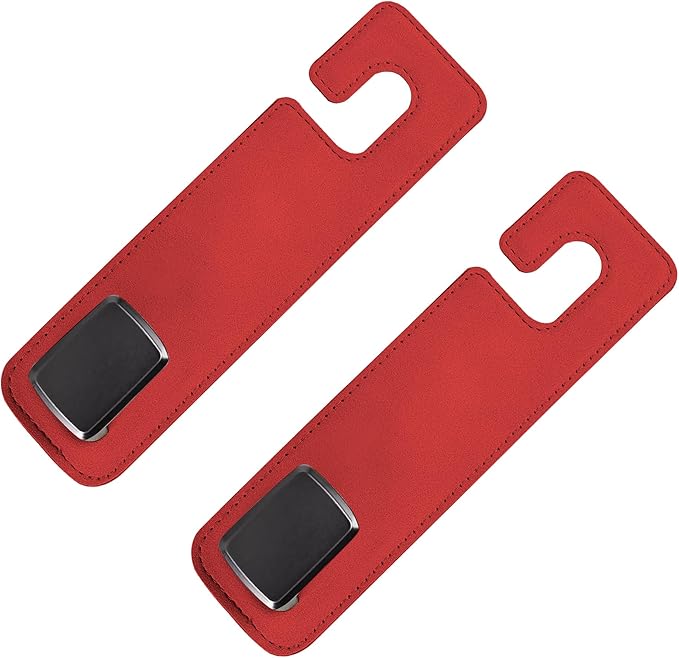 Amooca Car Seat Back Hook Universal Auto Storage Hanger Suede with Metal Car Seat Organizer for Handbag Purse Coat Umbrellas Grocery Bags 2 Pack Red