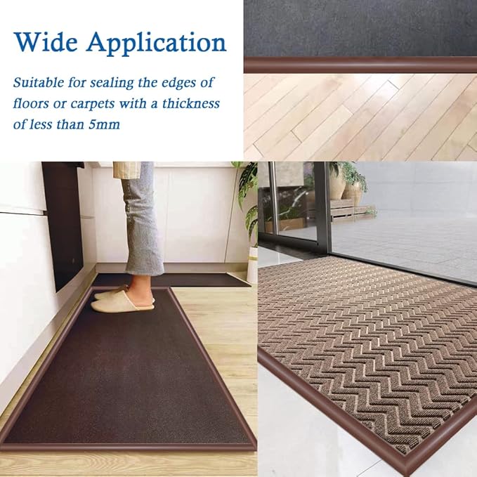Floor Transition Strip Self Adhesive Carpet & Flooring Transitions Edging Trim Strip PVC Threshold Transitions Suitable for Threshold Height Less Than 3mm (10Ft, Brown)