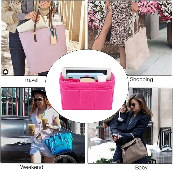 ZTUJO Purse Organizer Insert, Felt Bag Organizer For Handbag Purse Organizer,13 Colors, 6 Size (X-Large, Rose)