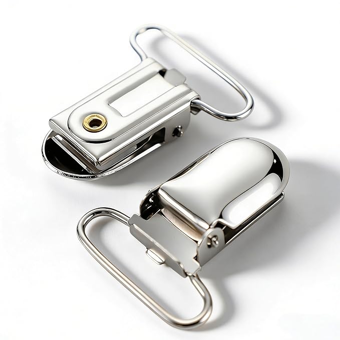 25 PCS 3/4" Suspender Clips Metal Pacifier Clip Holder for Pacifiers DIY Baby Girl Toy Bibs Garter Making Supplies (Silver, Bulk)