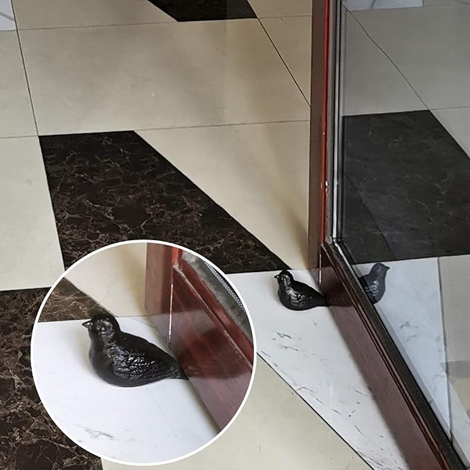 Door Stoppers Floor Decorative Door Stop, Antique Cast Iron Door Stops, Cute Bird Door Stopper Wedge Heavy Duty Doorstop to Keep Door Open, Rustic Dark Brown