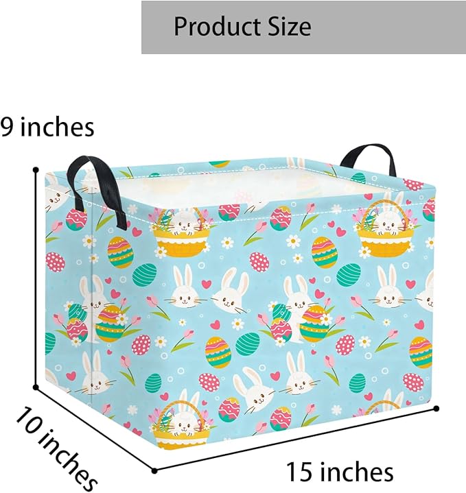 TIBAOLOVER Rectangular Flower Easter Basket for Kids - Baby Storage Bin and Organizer, Shelf, Book Basket, Room Decor