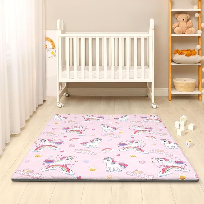 Baby Play Mat Toddler Playpen Mat 50 x 50 inch, Removable-Washable Cover,Extra Thick Foam Padding,Non-Slip Crawling Cushion for Infants, Toddlers & Babies Tummy Playing Time