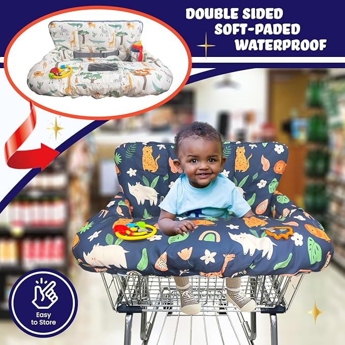 Shopping Cart Cover for Baby and Toddler, Waterproof Grocery Cart and High Chair Cover, Soft Padded Cart Cover for Babies, Universal Fit for Costco, Target and Restaurant High Chairs